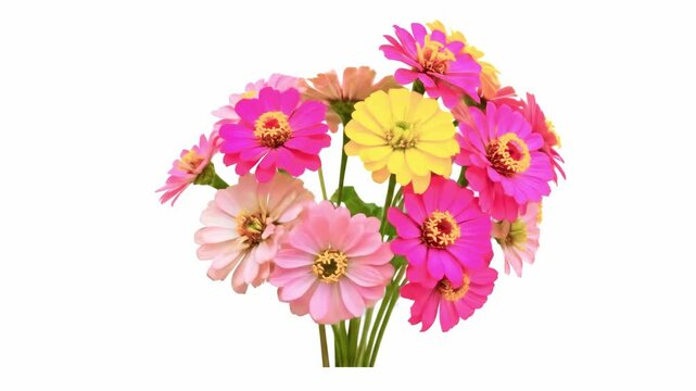 Vibrant bouquet of colorful zinnias in a bright setting, showcasing nature's beauty and freshness