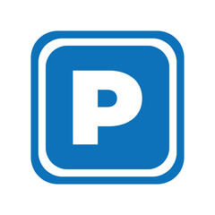 Square Parking Sign Icon Blue P Symbol with Rounded Corners Design Vector