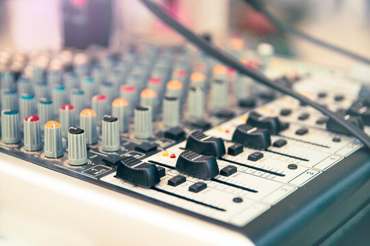 Close up of a sound mixer. No people.