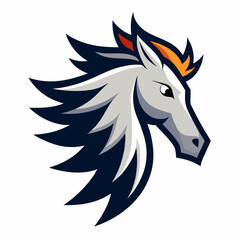 Stylized gray horse head mascot logo design