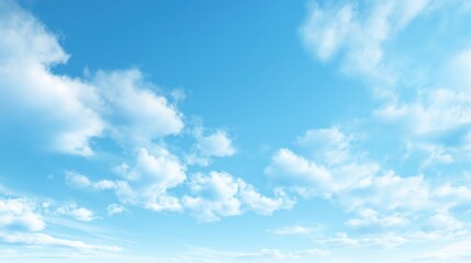 Fototapeta premium Serene Blue Sky with Fluffy White Cloudscape