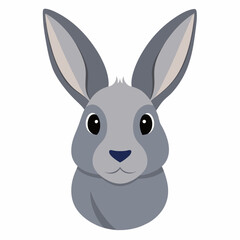 Cute gray rabbit head illustration for children