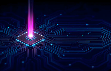 Tech Chip Glowing Circuit