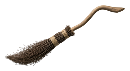 Create a Witch's Broom with Twigs & Handle, against a Transparent Background