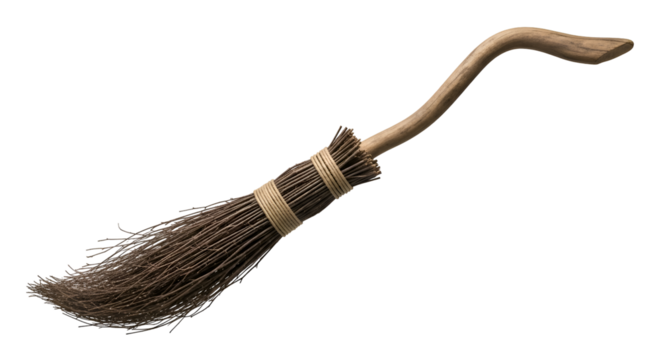 Create a Witch's Broom with Twigs & Handle, against a Transparent Background
