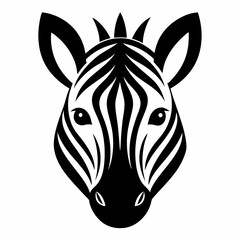 Stylized zebra head black and white illustration