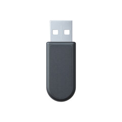 Minimalistic Black USB Flash Drive on a White Background for Data Storage and Transfer Needs Transparent background or png