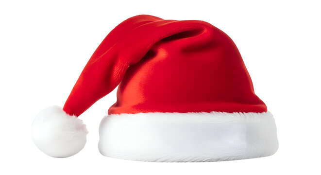Create Festive Red Santa Hat with White Trim, Perfect for Holiday Cheer; Transparent Background Image. - Powered by Adobe