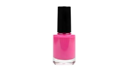 Vibrant Pink Nail Polish Shows a Transparent Background, Perfect for DIY Manicures
