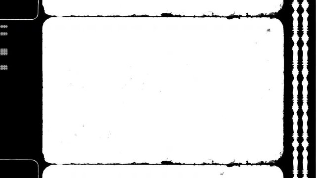 Vintage Sound On Old Black And White 16mm Film Sprocket Frame Matte Seamless 4K Video Background Overlay Loop Effect
