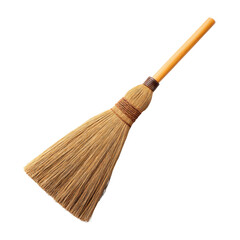 Traditional Handcrafted Broom with Natural Straw Bristles and Wooden Handle for Home Cleaning and Decoration Transparent background or png