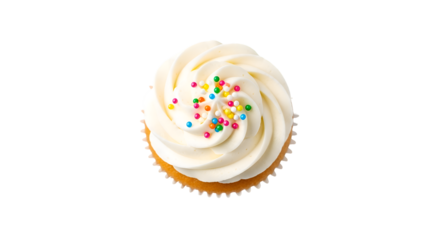 Vanilla Cupcake with Sprinkles: Delicious Treat with Transparent Background