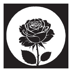 Black and white rose design stylish monochrome flower art