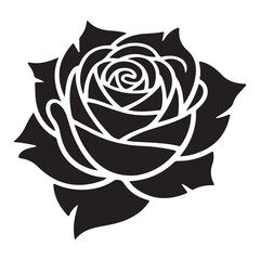 Black and white rose design stylish monochrome flower art
