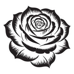 Black and white rose design stylish monochrome flower art