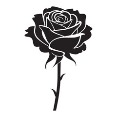 Black and white rose design stylish monochrome flower art