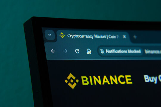 Dhaka, Bangladesh- 02 June 2025: Close-up of a computer screen displaying the binance web interface in dark mode