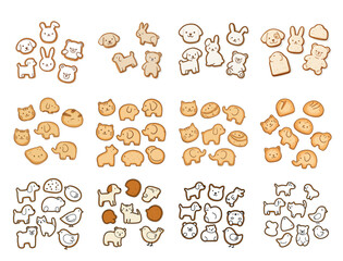 Naklejka premium Set of Animal-shaped cookies in various designs for packaging, menus, brochures 