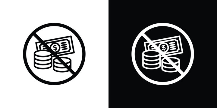 No cash signs in black. flat graphic vector icon