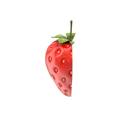 A realistic depiction of a strawberry, showcasing its vibrant red color and green leaves, perfect for food-related designs.