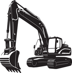 Excavator silhouette illustration black and white