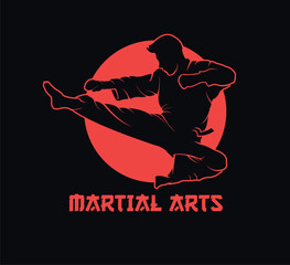 Martial Arts Fighter Logo Design with Red Circle