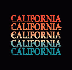 California Grunge Style tshirt Typography Design with Color Gradient