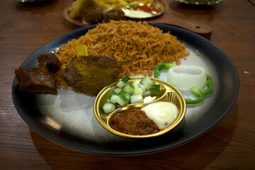 Nasi briyani, Lamb Madghout biryai rice, a popular Arabian rice dish