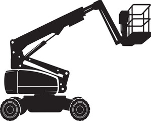Articulated boom lift silhouette illustration