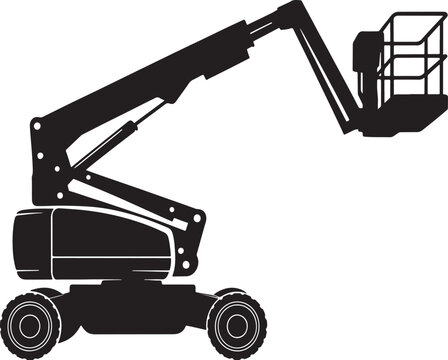 Articulated boom lift silhouette illustration