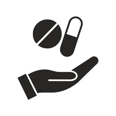 Hand Holding Medication Pills Capsule Pharmacy Healthcare Symbol Icon Graphic Design