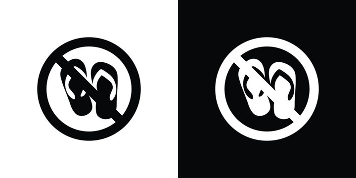 No sandals signs in black. flat graphic vector icon