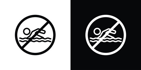 No swimming sign in black. flat graphic vector icon