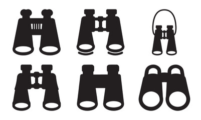 Fototapeta premium Binoculars icon silhouette set