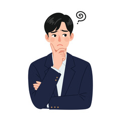 Confused Businessman Thinking – Puzzled Man in Suit with Question Mark Illustration