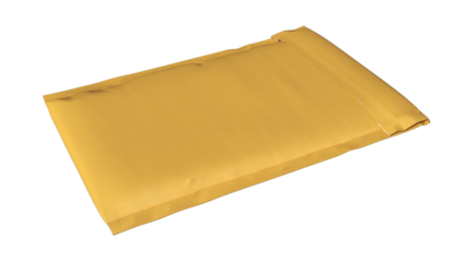 A yellow padded envelope used for shipping or mailing items securely.