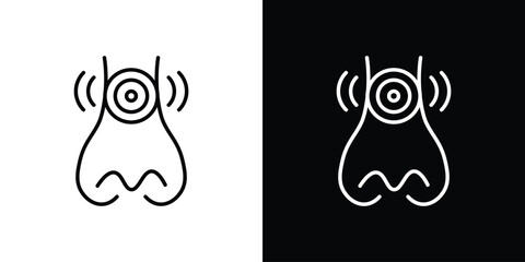 Fototapeta premium Nose pain icon in black. flat graphic vector icon