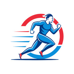 Obraz premium man running logo line art vector illustration