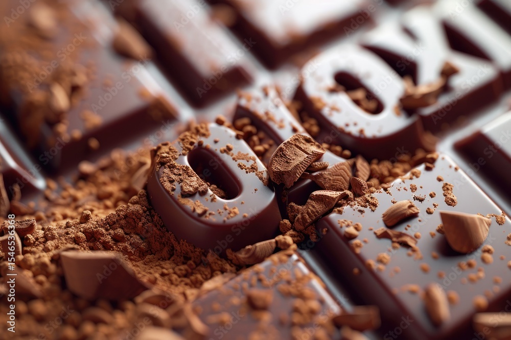 Fototapete detailed color image of a chocolate bar with the word chocolate on it