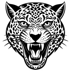 Jaguar head roaring aggressively isolated on white background vector art