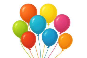Colorful balloons hovering against transparent backdrop, enhancing celebratory graphic design projects with vibrant festive appeal