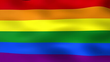 4K 3D LGBTQ flag animation for pride month, Rainbow flag animation background. LGBTQ flag background.