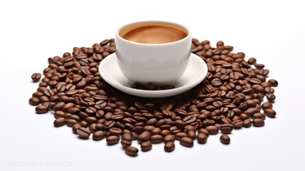 Naklejka premium Coffee splashing out of a cup isolated on white background 