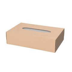 A plain cardboard tissue box with a top opening for easy access to tissues.
