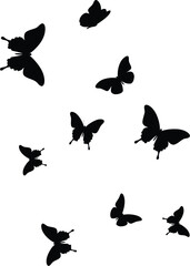 Elegant Black Butterfly Silhouettes Vector Set - Romantic Tattoo & Tropical Stencils