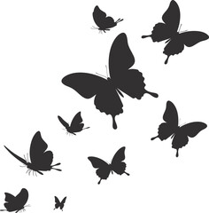 Elegant Black Butterfly Silhouettes Vector Set - Romantic Tattoo & Tropical Stencils
