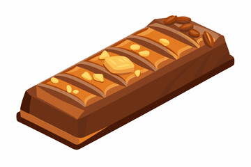 Delicious chocolate bar with caramel nuts and coffee