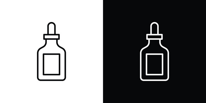 Oil dropper bottle icon in black. flat graphic vector icon