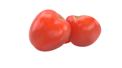 Two ripe red tomatoes displayed together, highlighting their vibrant color and fresh appearance.