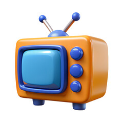 Cartoon retro television 3d render orange blue